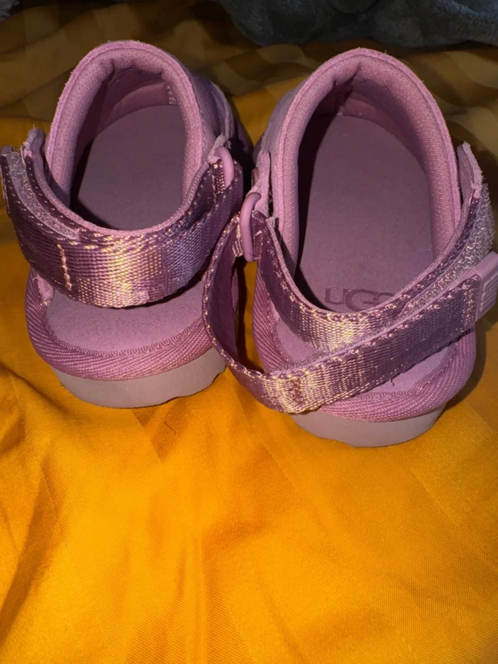 UGG Kids Pink Suede Moccasin Slip-Ons